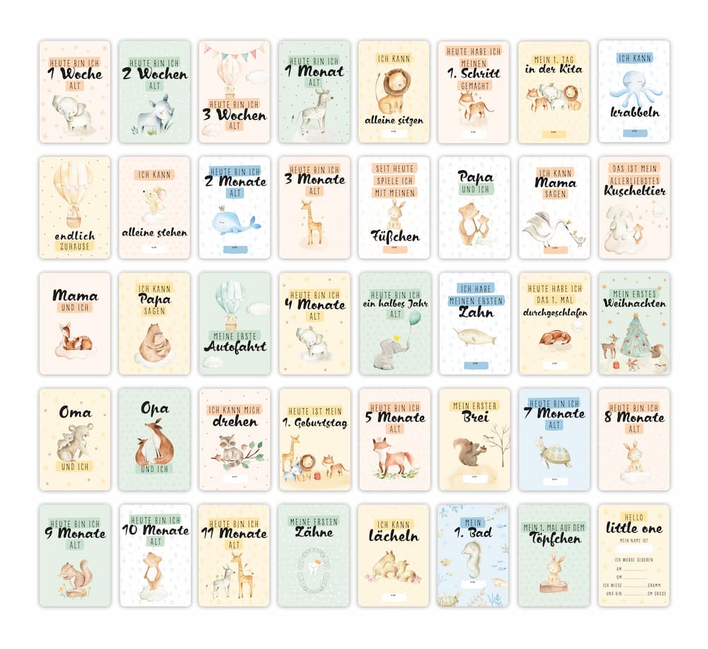 Baby Meilensteinkarten Übersicht