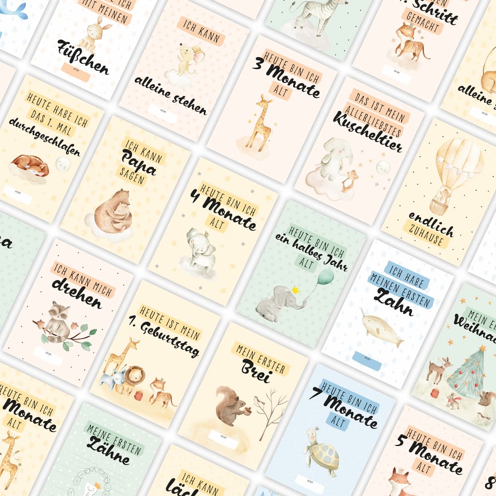 Baby Meilensteinkarten Kursivansicht
